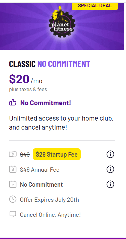 How Much is Planet Fitness Startup Fee